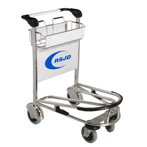Stainless Steel 4 Castor Airport Hand Trolley with Hand Brake