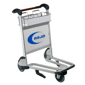 Airport Ground Passenger Baggage Cargo Handle Basket Cart Brake Trolley