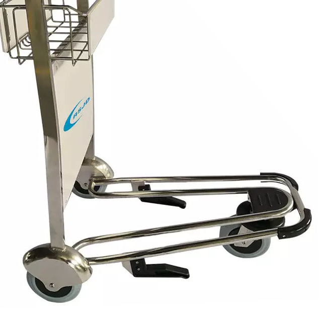 Stainless Steel 3 Wheels Airport Baggage Trolley Cart